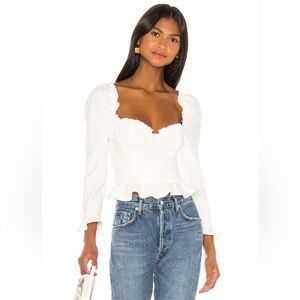 Majorelle Corie Top White Underwire Puff Sleeves Peplum XXS
